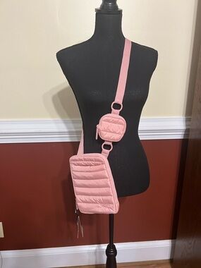 Reebok Pink Quilted Crossbody Bag Adjustable Strap